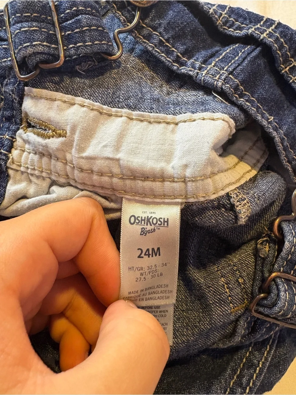 OshKosh B'gosh Dark Blue Denim Short Overalls with Adjustable Straps